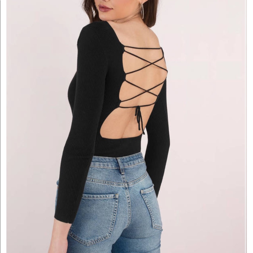 tobi no strings attached lace up bodysuit